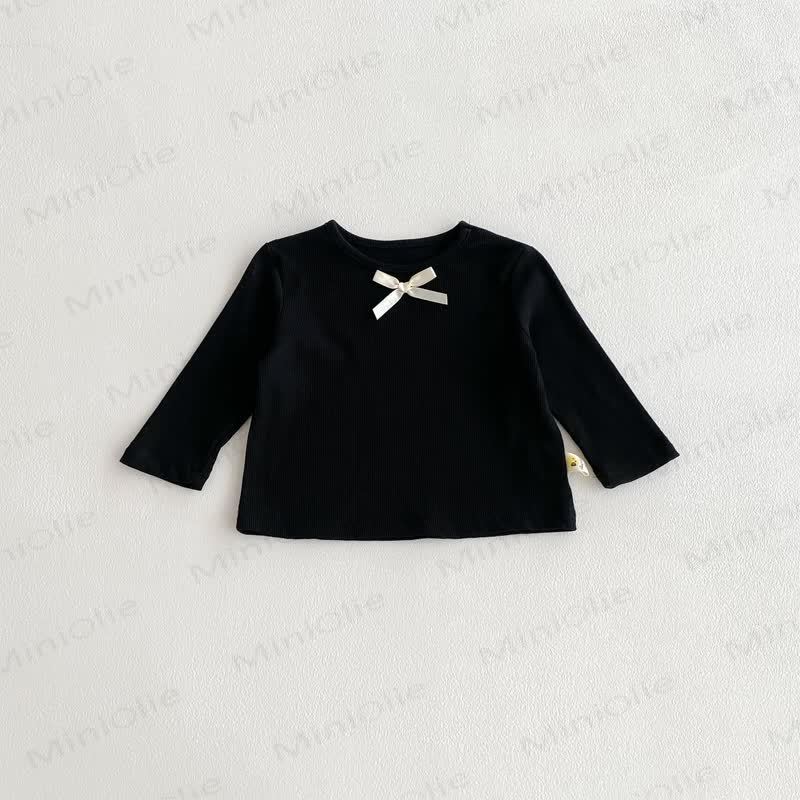 Baby Girl Bow Simple Base Layer T-Shirt - Black - 2-3T - image 12