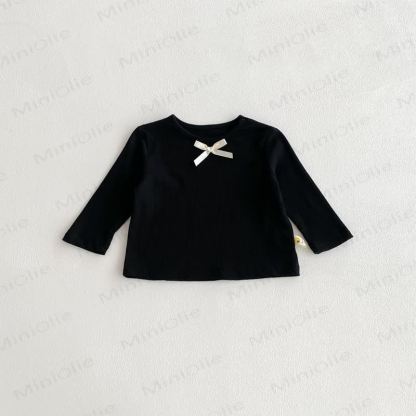Baby Girl Bow Simple Base Layer T-Shirt - Black - 2-3T - image 12