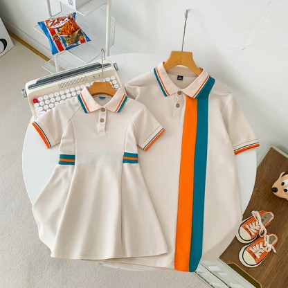 Family Matching Apricot Polo T-shirt Dress - image 7