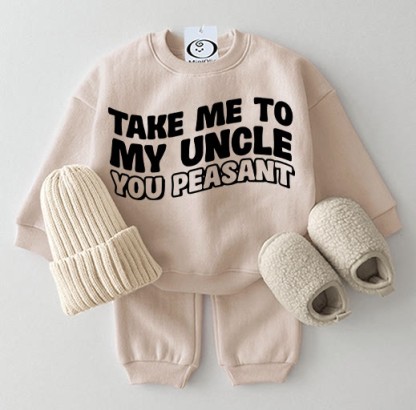 TAKE ME TO MY UNCLE YOU PEASANT Baby 2-piece Set - Apricot - 2-3T - image 5