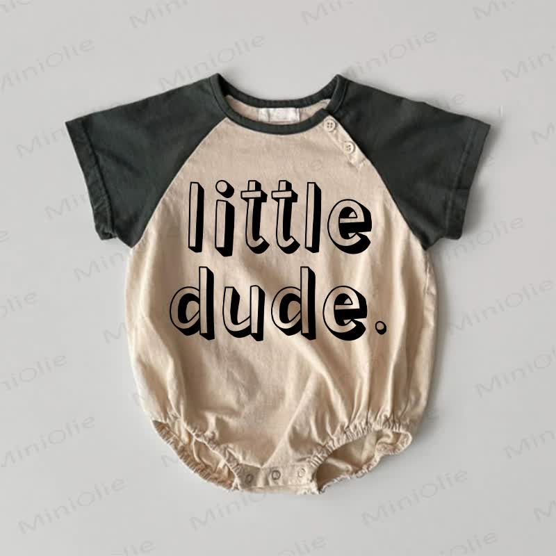 LITTLE DUDE. Baby Contrast Sleeves Bodysuit - Khaki - 18-24M - image 1