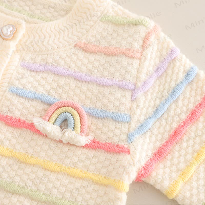 Baby Toddler Girl Bows Rainbow Knitted Sweater 3-Piece Set - image 8