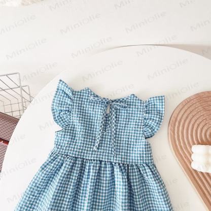 Baby Lovely Bow Plaid Ruffled Dress - image 16