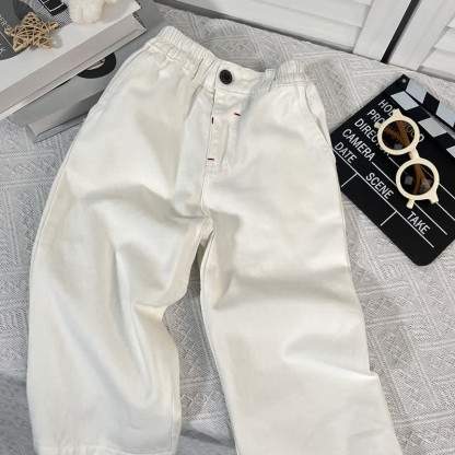 Toddler Solid Color Denim Neutral Pants - White - 5-6T - image 8