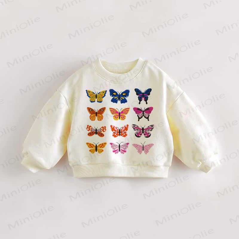Baby Toddler Butterfly Print Sweatshirt - Cream - 3-5T - image 1