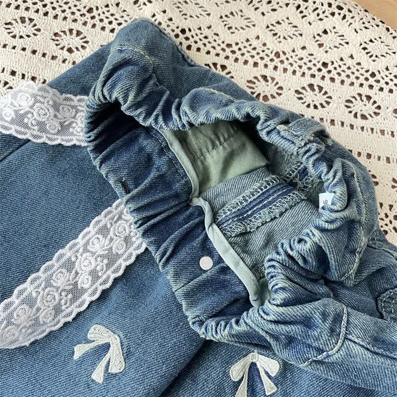 Toddler Denim Embroidered Bow Blue Pants - image 5