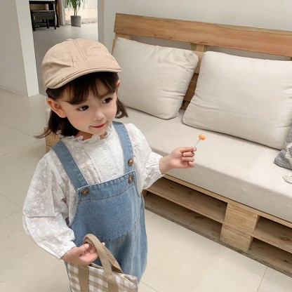 Toddler Solid Color Denim Blue Overalls - image 16