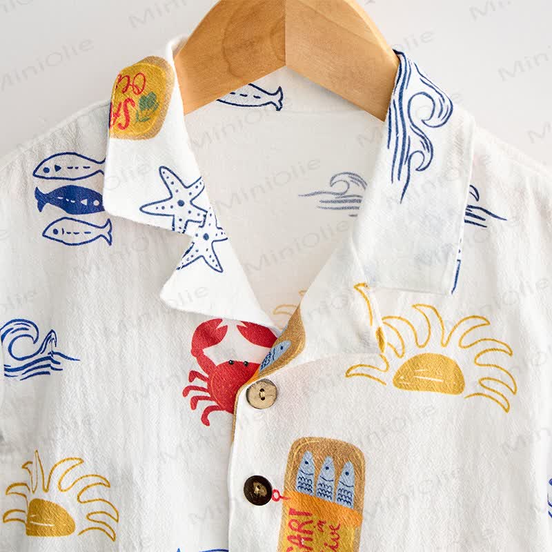 Baby Toddler White Ocean Shirt and Shorts 2-piece Set - image 6