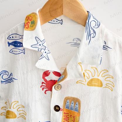 Baby Toddler White Ocean Shirt and Shorts 2-piece Set - image 6