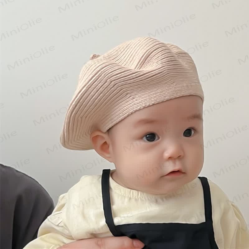 Baby Solid Color Cute Knitted Beret Hat - image 11
