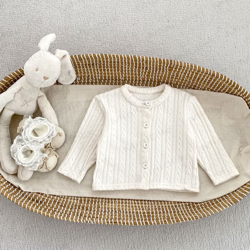Baby Knit Button Front Cardigan - Beige - 4-5T - image 5