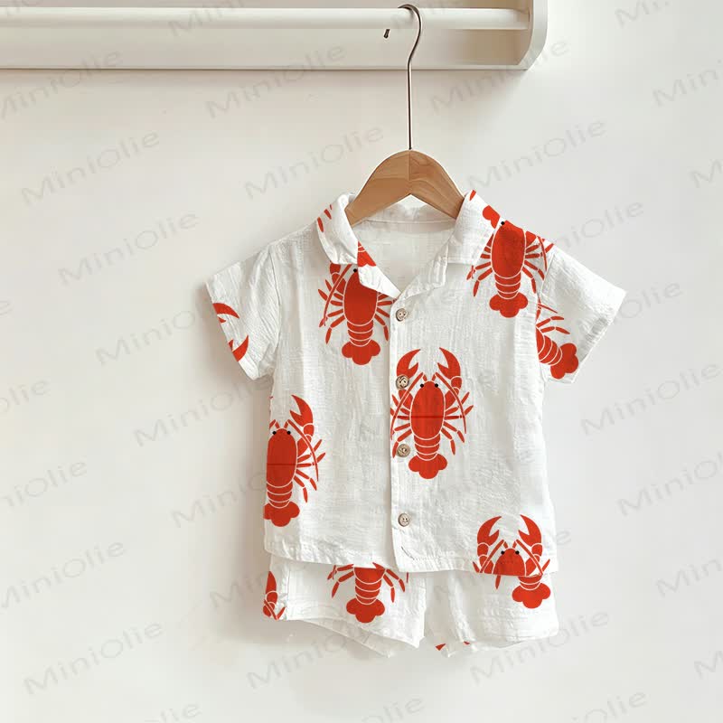 Baby Toddler Crayfish Shirt and Shorts 2-piece Set - White - 3-5T - image 1
