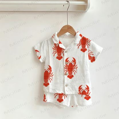 Baby Toddler Crayfish Shirt and Shorts 2-piece Set - White - 3-5T - image 1