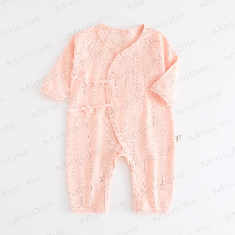  Baby Simple Solid Color Kimono Romper - Pink - 3-6M - image 3