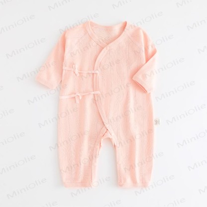  Baby Simple Solid Color Kimono Romper - Pink - 3-6M - image 3