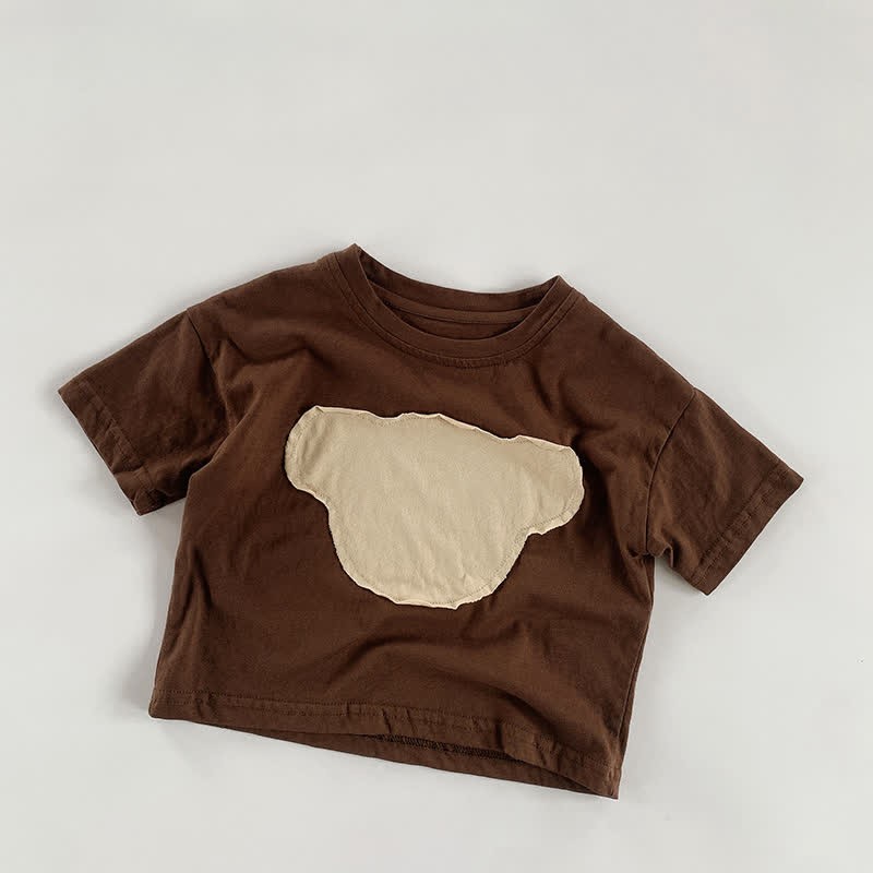 Kid Bear Shaped Patch T-Shirt - Coffee - 8Y - image 9