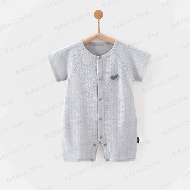 Baby Solid Color Front Snaps Romper - Blue - 18-24M - image 3