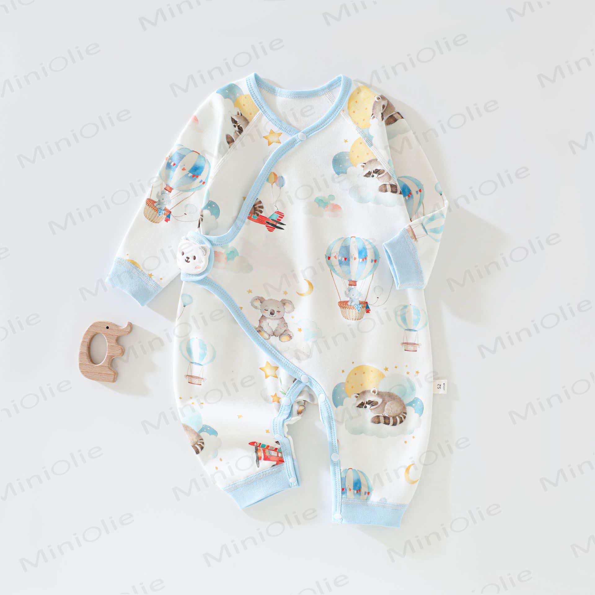  Baby Print Newborn Romper - Blue Animal - 3-6M - image 2