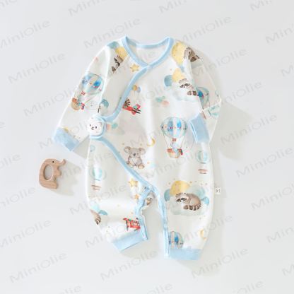  Baby Print Newborn Romper - Blue Animal - 3-6M - image 2