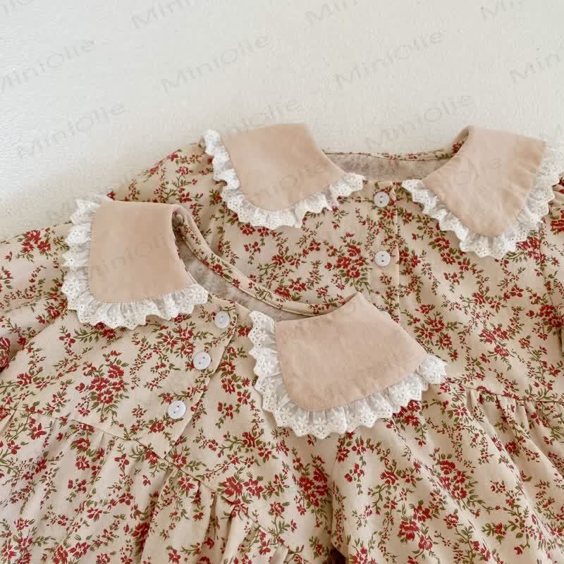 Baby Toddler Khaki Flower Lapels Bodysuit Dress - image 8