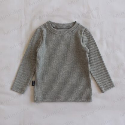  Baby Toddler Girl Solid Color Stripes T-shirt - Gray - 5-7T - image 4