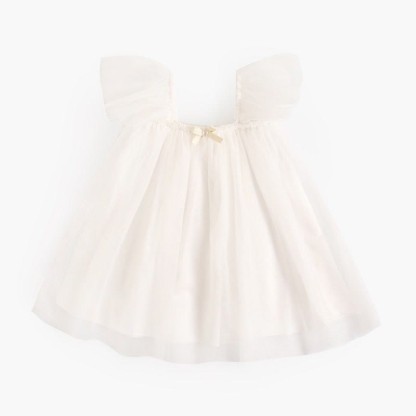Baby Toddler Solid Color Tulle Bow Dress - White - 4-5T - image 9