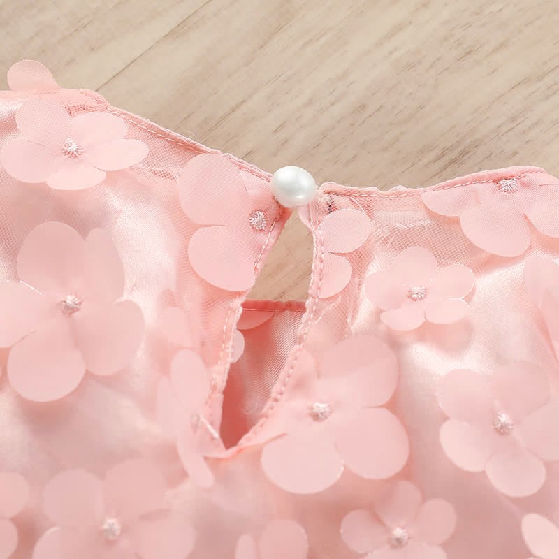 Baby Bow Pink Tulle Flower Party Dress - image 6