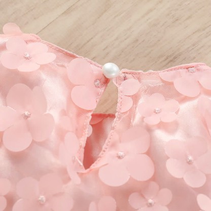 Baby Bow Pink Tulle Flower Party Dress - image 6