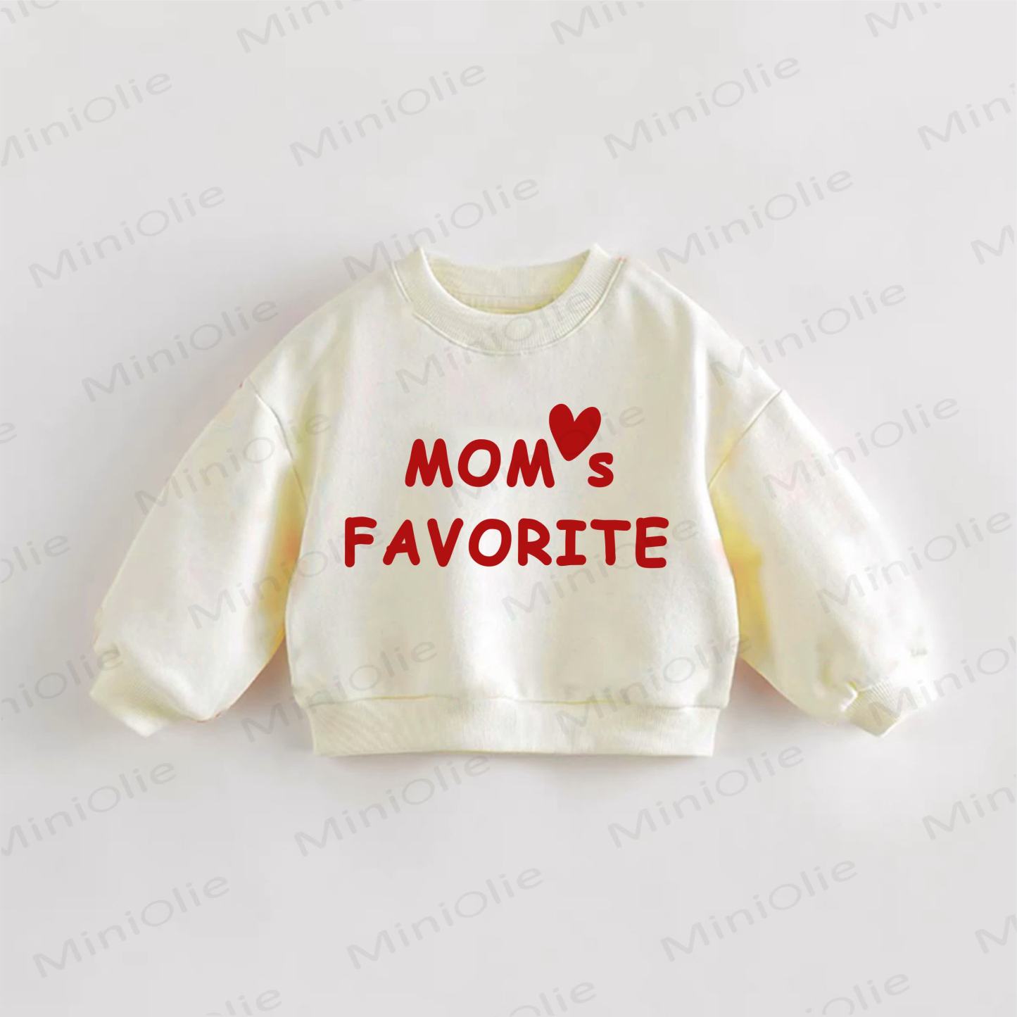 MOM'S FAVORITE Baby Toddler Slogan Sweatshirt - Cream - 3-5T - image 1