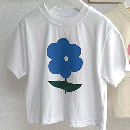 Toddler Floral Print Simple T-Shirt - White - 8Y - image 3