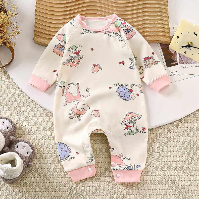 Baby Cute Animals Contrast Color Romper - Pink - 18-24M - image 7
