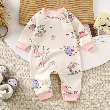 Baby Cute Animals Contrast Color Romper - Pink - 18-24M - image 7