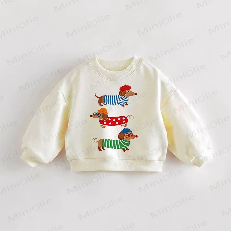 Baby Toddler Dachshund Beige Sweatshirt - Cream - 3-5T - image 1