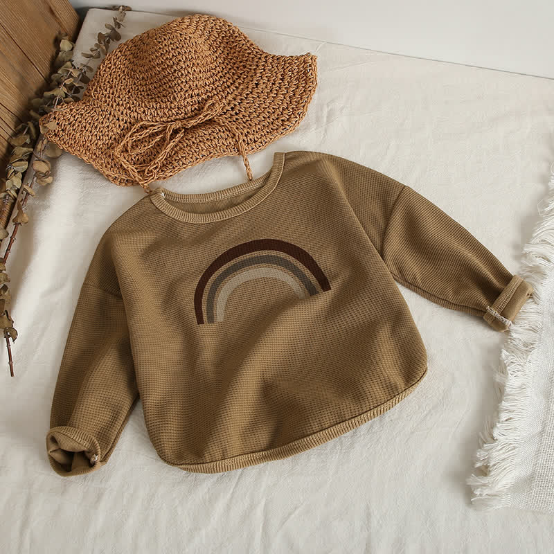 Kid Rainbow Waffle Crew Neck T-Shirt - Coffee - 10Y - image 14