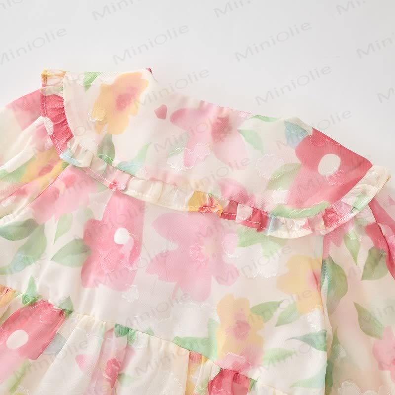 Toddler French Flower Beige Lapels Dress - image 12