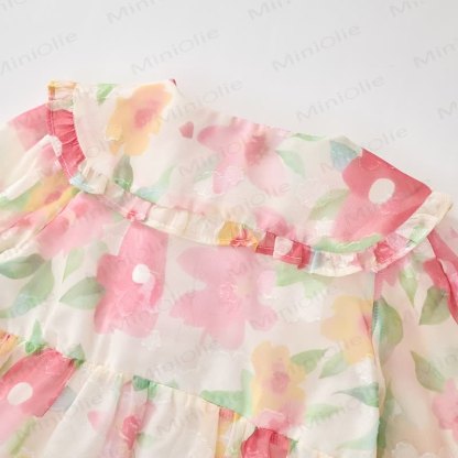 Toddler French Flower Beige Lapels Dress - image 12