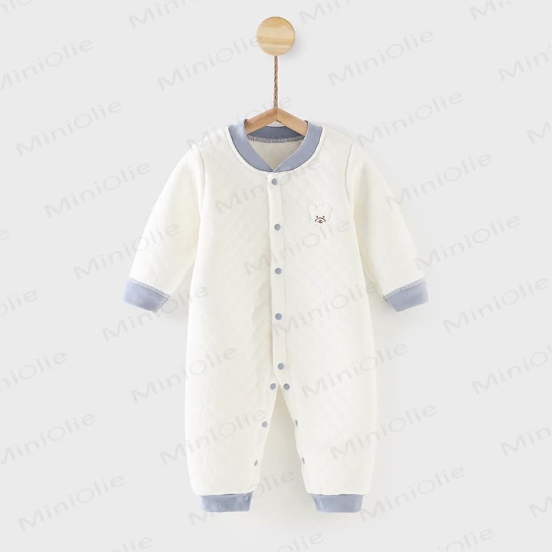 Baby Bear Quilted Contrast Color Romper - White - 18-24M - image 5