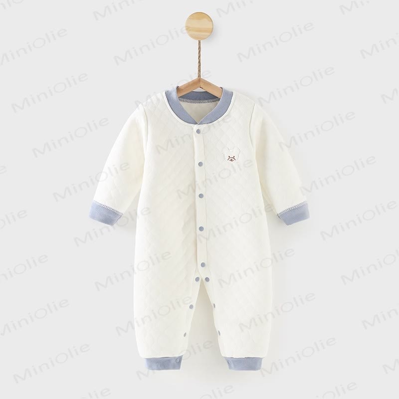 Baby Bear Quilted Contrast Color Romper - White - 18-24M - image 5