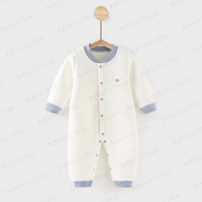 Baby Bear Quilted Contrast Color Romper - White - 18-24M - image 5