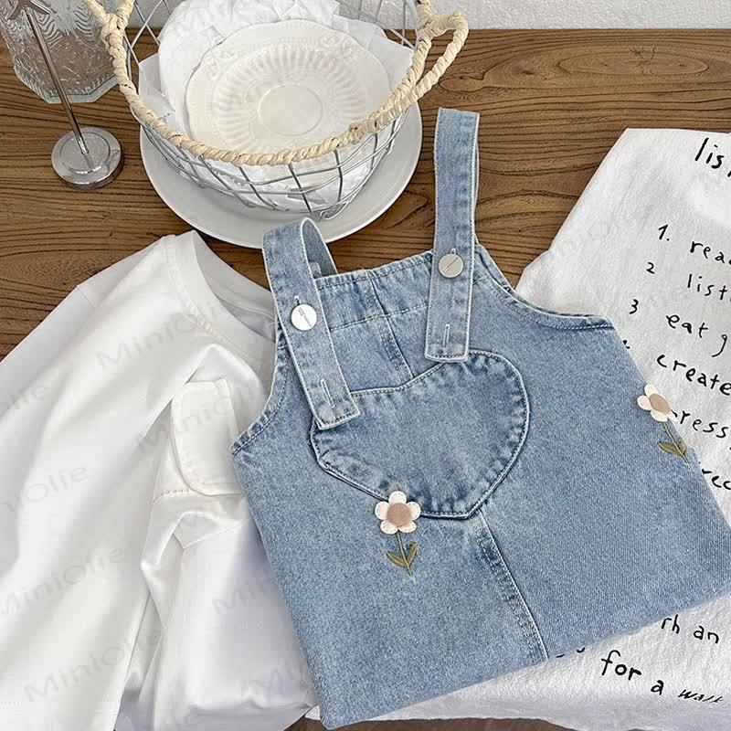 Toddler Kid Girl Sweet Flower Denim Suspender Dress - image 6