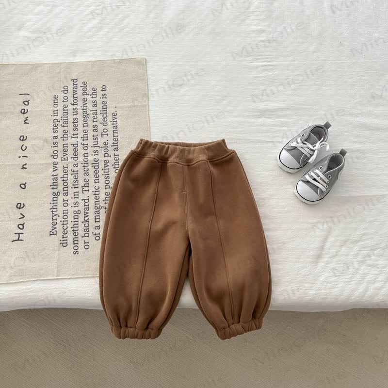 Baby Solid Color Fleece Jogger Pants - Coffee - 18-30M - image 7