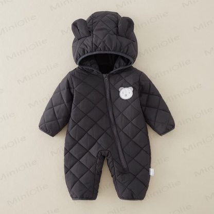 Baby Bear Hooded Cotton Padded Romper - Grey - 2-3T - image 12