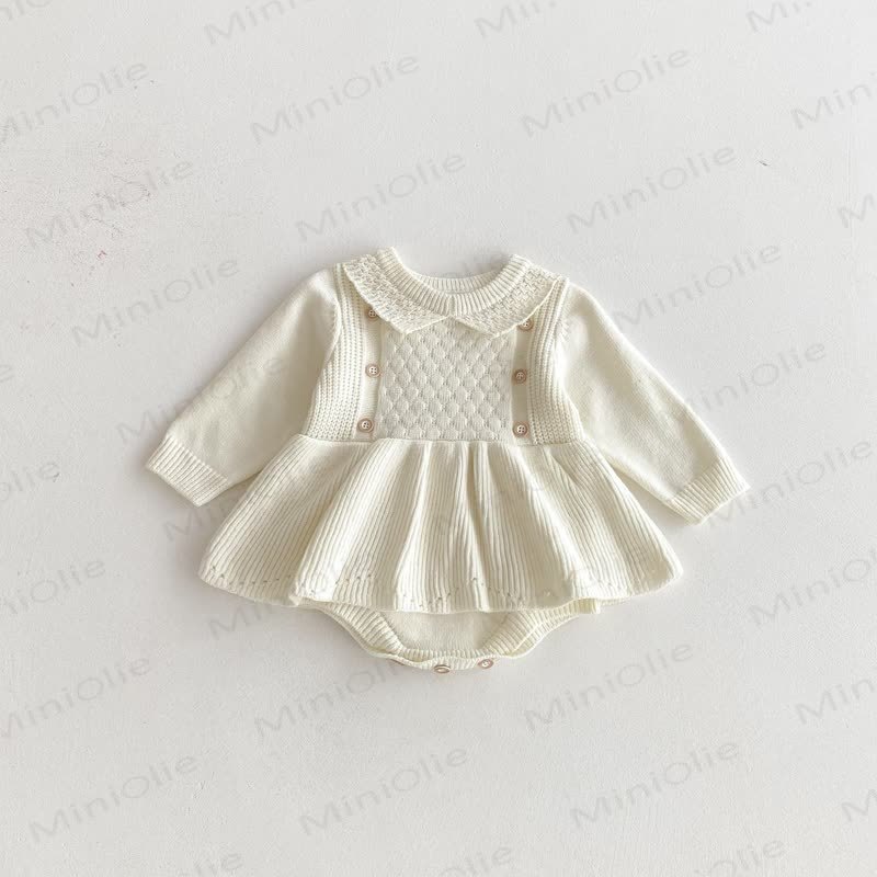 Baby Solid Color Knit Skirted Bodysuit - Beige - 18-24M - image 6