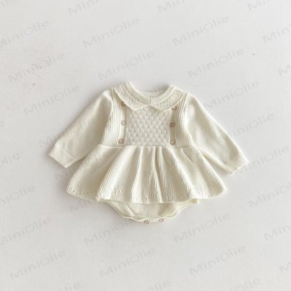Baby Solid Color Knit Skirted Bodysuit - Beige - 18-24M - image 6