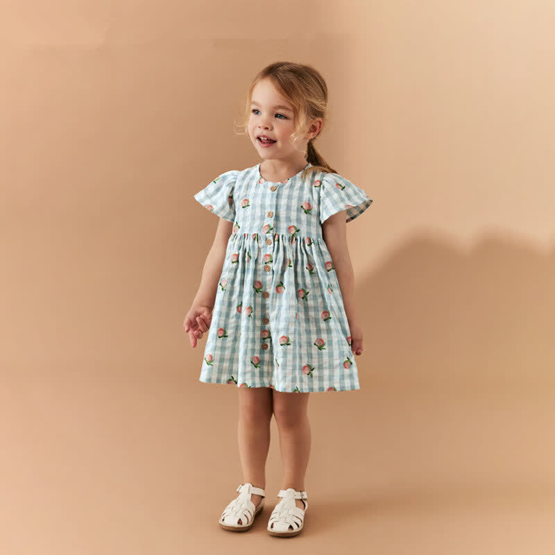 Toddler Green Plaid Peach Lovely Dress - image 2