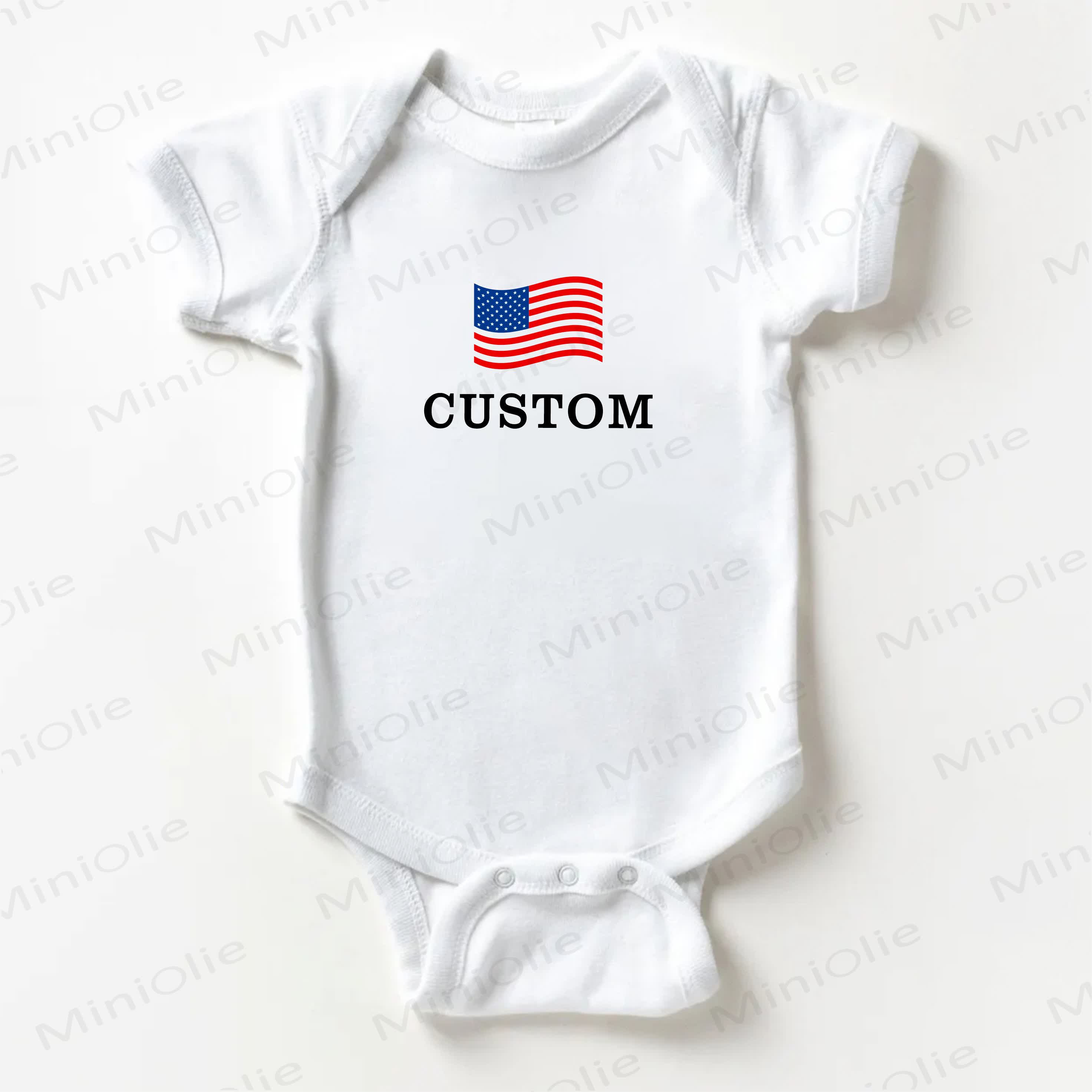 Name Customization Optional National flag Baby White Bodysuit - image 1