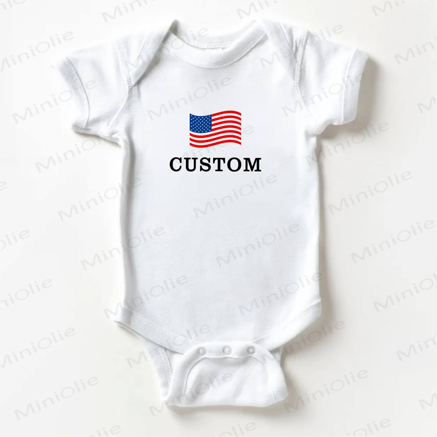 Name Customization Optional National flag Baby White Bodysuit - image 1
