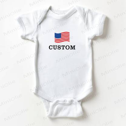 Name Customization Optional National flag Baby White Bodysuit - image 1