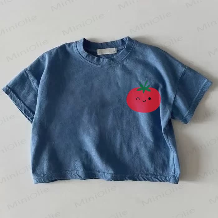 Baby Smiling Tomato Blue T-shirt - Blue - 18-24M - image 1