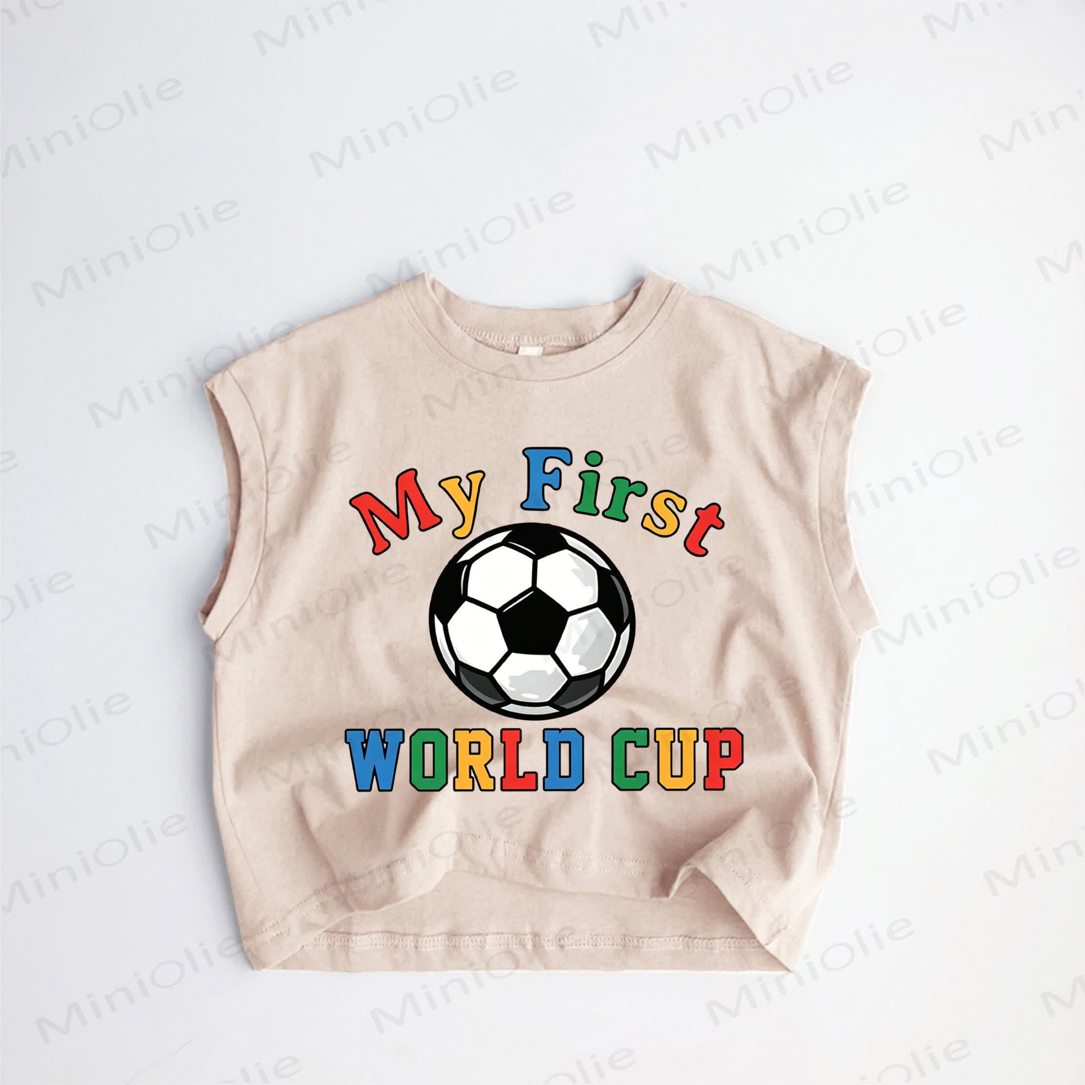MY FIRST WORLD CUP Baby Toddler Football Khaki Tank Top - Khaki - 3-5T - image 1